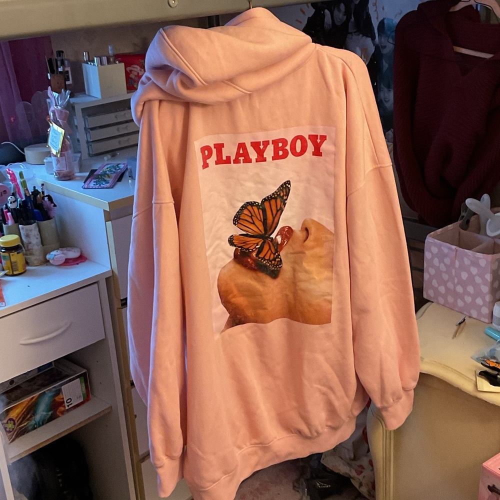 Playboy Pink Hoodie with Butterfly Design